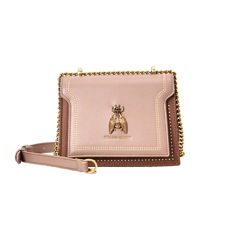 Foreign Trade Crossbody for Women 2025 Fashion Commuter New Chain Versatile Retro Bee Single Shoulder Handbag Small Square Bag