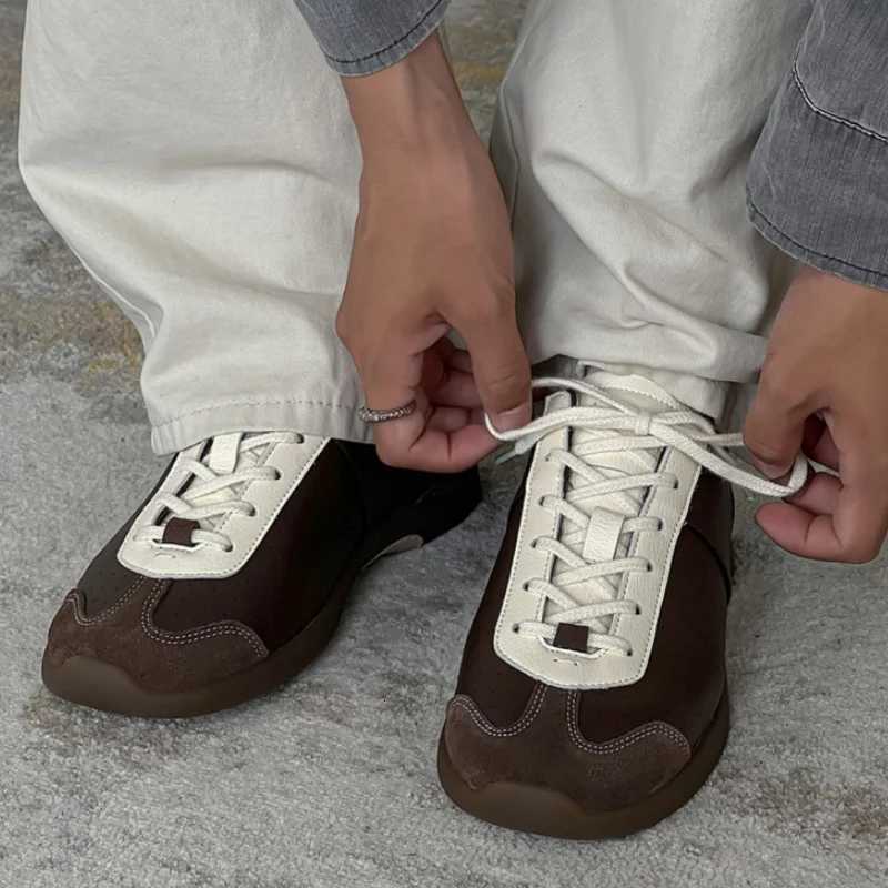 2025 New Fion Casual Wen Men Flats Shoes Leather Lace-up Cfort Round Toe Spring Summer Casual Shoes Men Size 36-44 Y251105