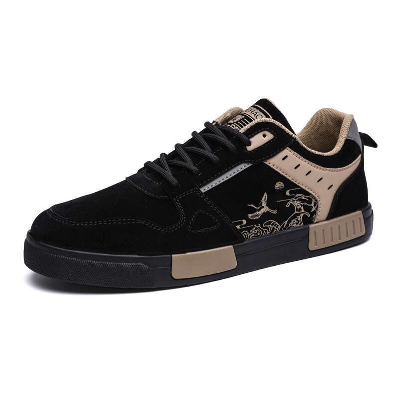 Large suede low top men's four season new casual lace up board shoes, outdoor student trend sports single shoes