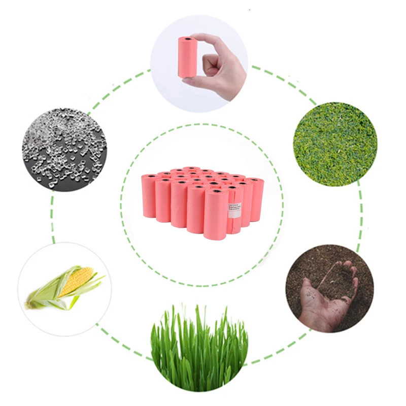 300 Count Dog Poop Bag Biodegradable Dog Poop Bag Environmental Protection Pet Garbage Bag Pink Cleaning Filling Roll Pet Poop Bag 250403