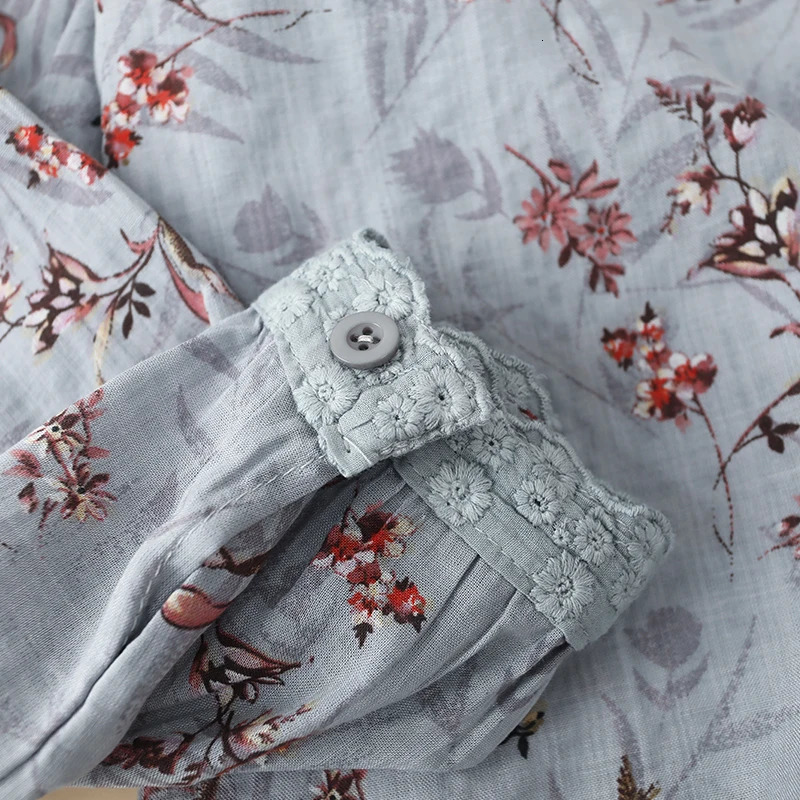 Chinese Style Womens Blouses Spring/summer Prints Women Shirts Loose Long Sleeves Korean Top Cotton Linen Clothing Sales 250402