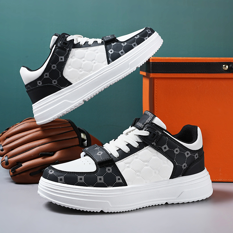 Free shipping Versatile height increasing casual sports shoes plus size for men women fashionable couple color blocked low top board shoes hot - view 6