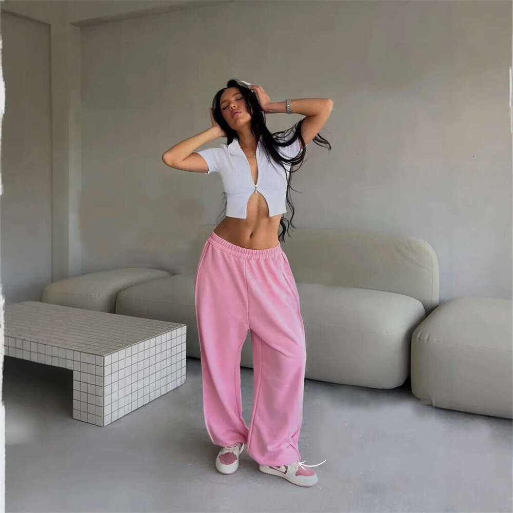 Amazon Cross-Border European And Women's American Street Style Loose Casual Pants Fashion Versatile Elastic Waist Sweatpants B5
