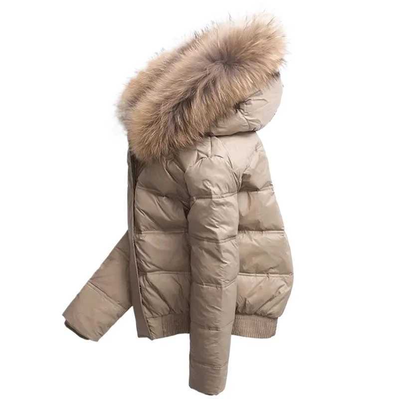 2025 Winter New Womens Down Cotton Jacket Commuting Fake Fur Collar Hooded Short Cotton JacketT251105