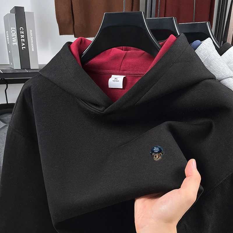mens new autumn winter long sleeves hooded sweatshirt keep warm high grammage tops leisure High Street versatile mens clothingT251105