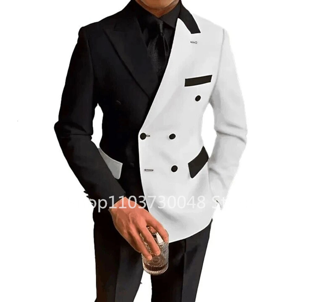 Fashion 2 Piece Wedding Men Suits Slim Fit Lapel Double Breasted Blazer Pants Formal Business Groom Tuxedos Costume Homme 251023