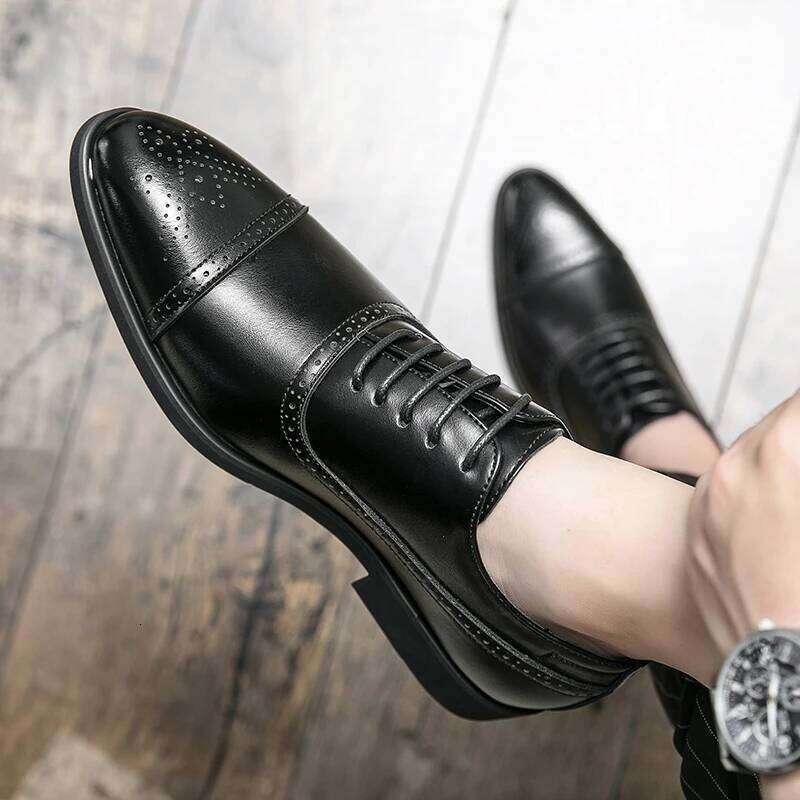 Retro Formal PU Luxury Oversized Party Office Business Block Red Sole Black Brown Size 38-48 Men Shoes