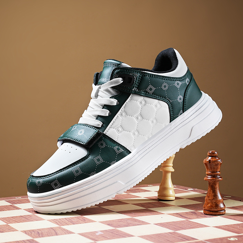 Free shipping Versatile height increasing casual sports shoes plus size for men women fashionable couple color blocked low top board shoes hot - view 3