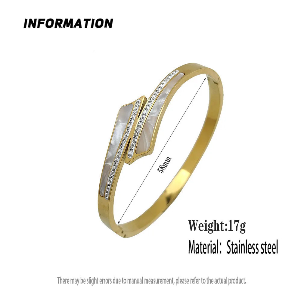 Cross Zircon White Shell Stainless Steel Gold Plated Bracelet 18K High Quality Waterproof Couple Bracelet Wife Gift 251031