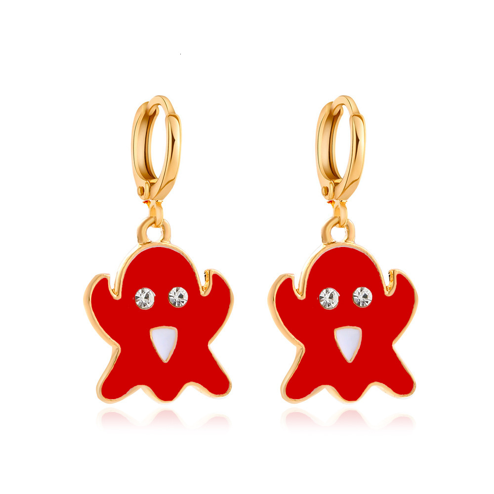 Oil Drop Colorful Exaggerated Funny Alloy Cartoon Ghost Face Earrings Halloween Gift