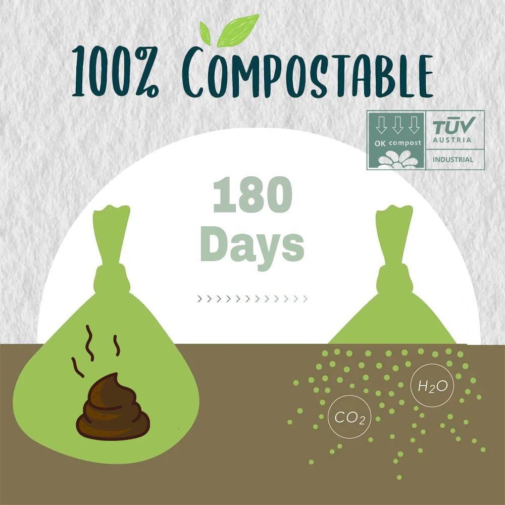 Certified fully biodegradable dog manure bag thick leak anti-corrosion corn starch pet manure bag dispenser 250403