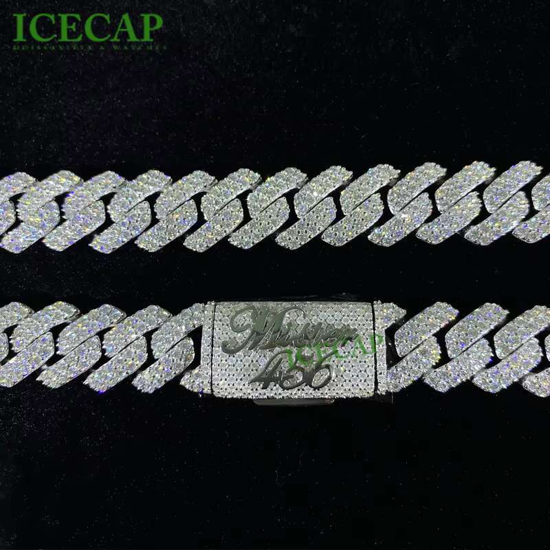 New 14mm Custom Name Cuban Necklace Platinum Plated Hip Hop Iced Out 925 Sterling Silver DVVS Moissanite Trending Cuban Chain