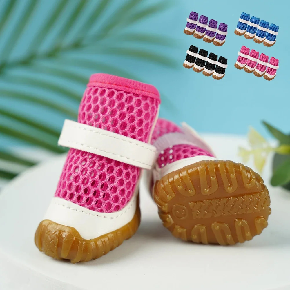 4pcs Summer Dog Shoes Anti-slip Pet Puppy Boots for Small Dogs Breathable Cat Chihuahua Shoes Socks for Small Dogs Yorkshire 250402