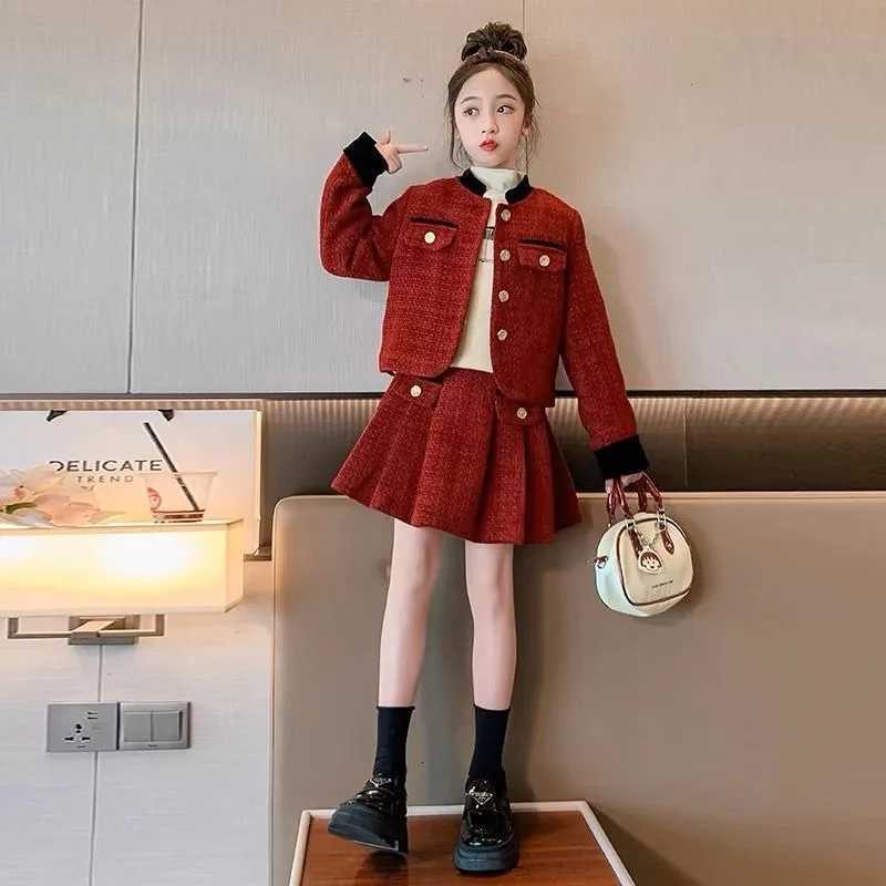 Pleated Skirt Set Clothes for Girls 10 to 12 Years Children Girl Winter Clothing Fashion Childrens Setup Outfit Autumn Wear Old Y251105
