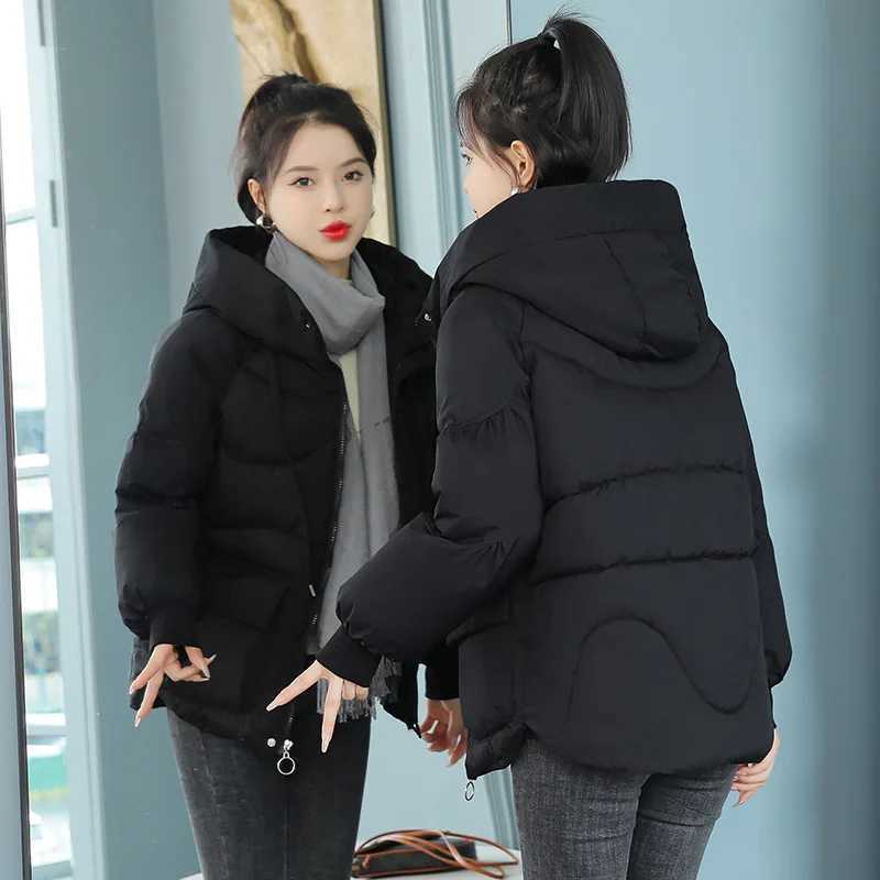 Women Winter Cotton Jacket Korean Loose Hooded Cotton Coat 2025 Winter New Warm Thickened Parkas Coat Women Plus Size Basic CoatT251105