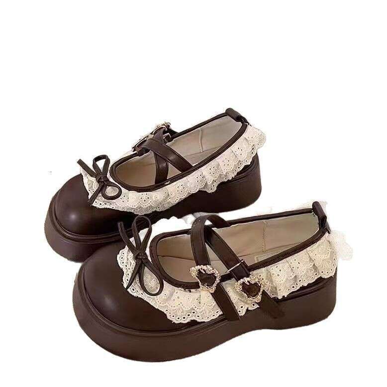Niche bow fashion single Mary Jane thick soled to wear JK versatile Lolita lace small leather shoes
