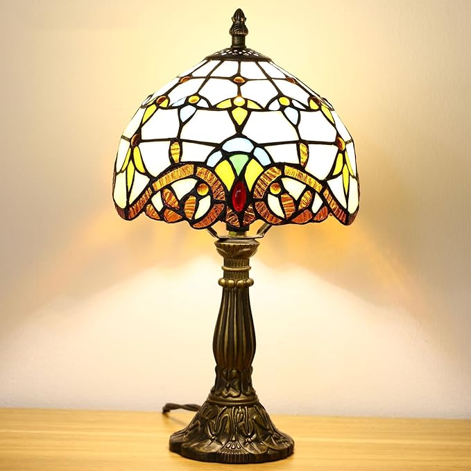 Elegant Tiffany-Style Baroque art decoration antique Table Lamp - 12 Inch Antique Stained Glass for Bedroom & Living Room