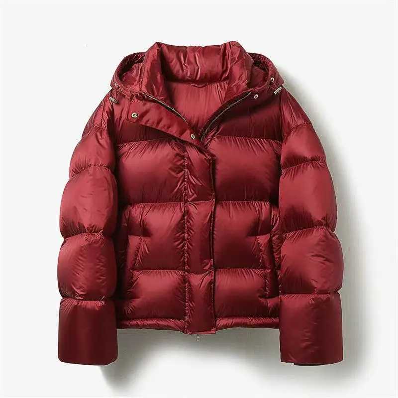 Womens Winter 2025 New High-end Thicken Goose Down Coat Lady Short Parka OvercoatT251105