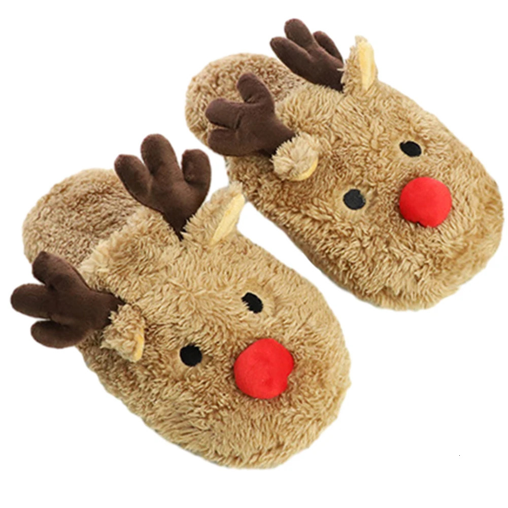Christmas Reindeer Slippers Indoor Slippers NonSlip Winter Slippers Warm Plush Home Slipper Cozy Women Men Cute for Xmas Gift 251031