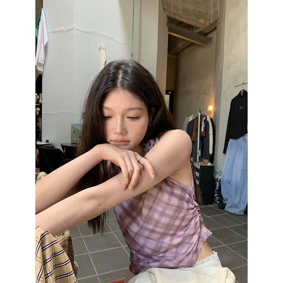 Tongirls Harajuku retro mesh top sleeveless plain weave patterned vest Y2k retro vest streetwear Korean summer vest 250402