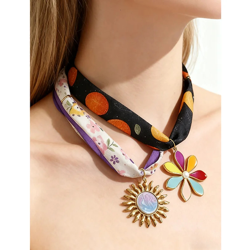 Trendy Scarf Necklace Starfish Seashell Sun Charm Pendant Stainless Steel 18K Gold Plated Waterproof Women Jewelry Gifts 251031