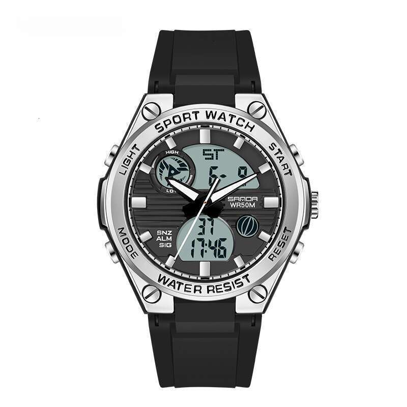 DHwatches Sanda Trendy Personality Men's Electronic Outdoor Sports Waterproof Luminous Watch Multifunctional Unisex Student Wristwatch
