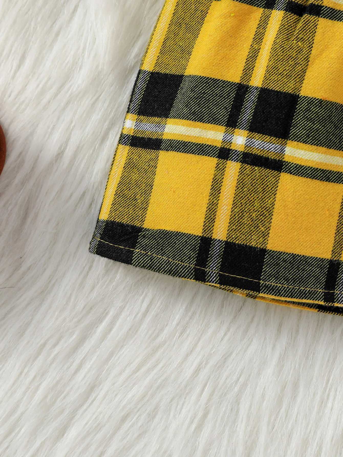 3Pcs Baby Gilrs Turn-down Collar Plaid Shirt Fall Skirt Set For 1-3Y Fashion Outdoor Clothing WearHat Y251105