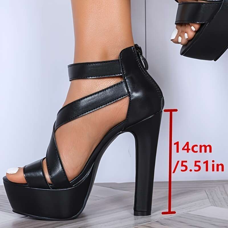 Women's Black High-Heel With Stap Closue - Stylish Open-Toe Design, Synthetic Uppe, Rubbe Sole, Pefect Fo Summe, Summe Stappy Sandals | Duable