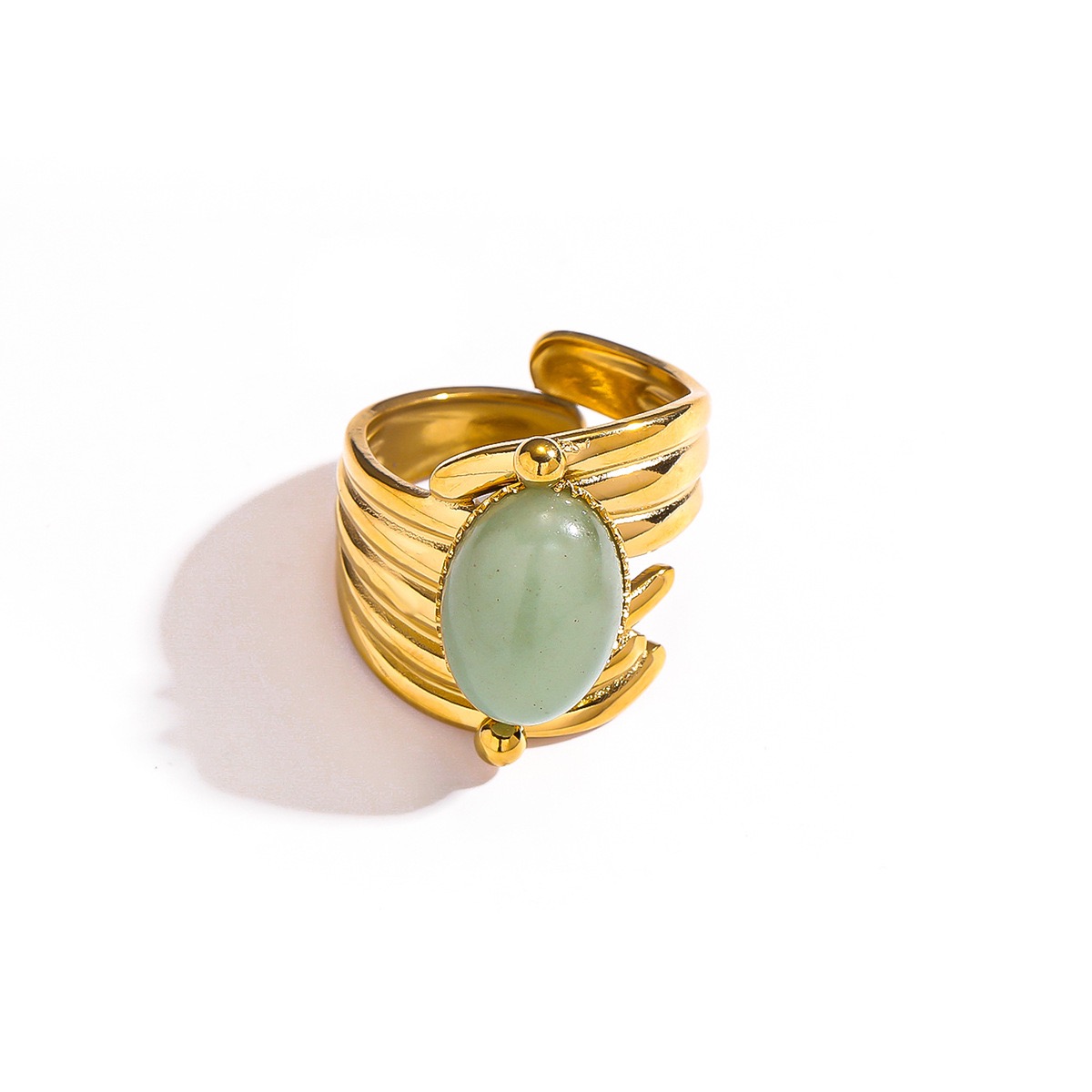 Malt natural stone stainless steel 18k gold non fading ring with adjustable opening design and turquoise ring bracelet as a holiday gift