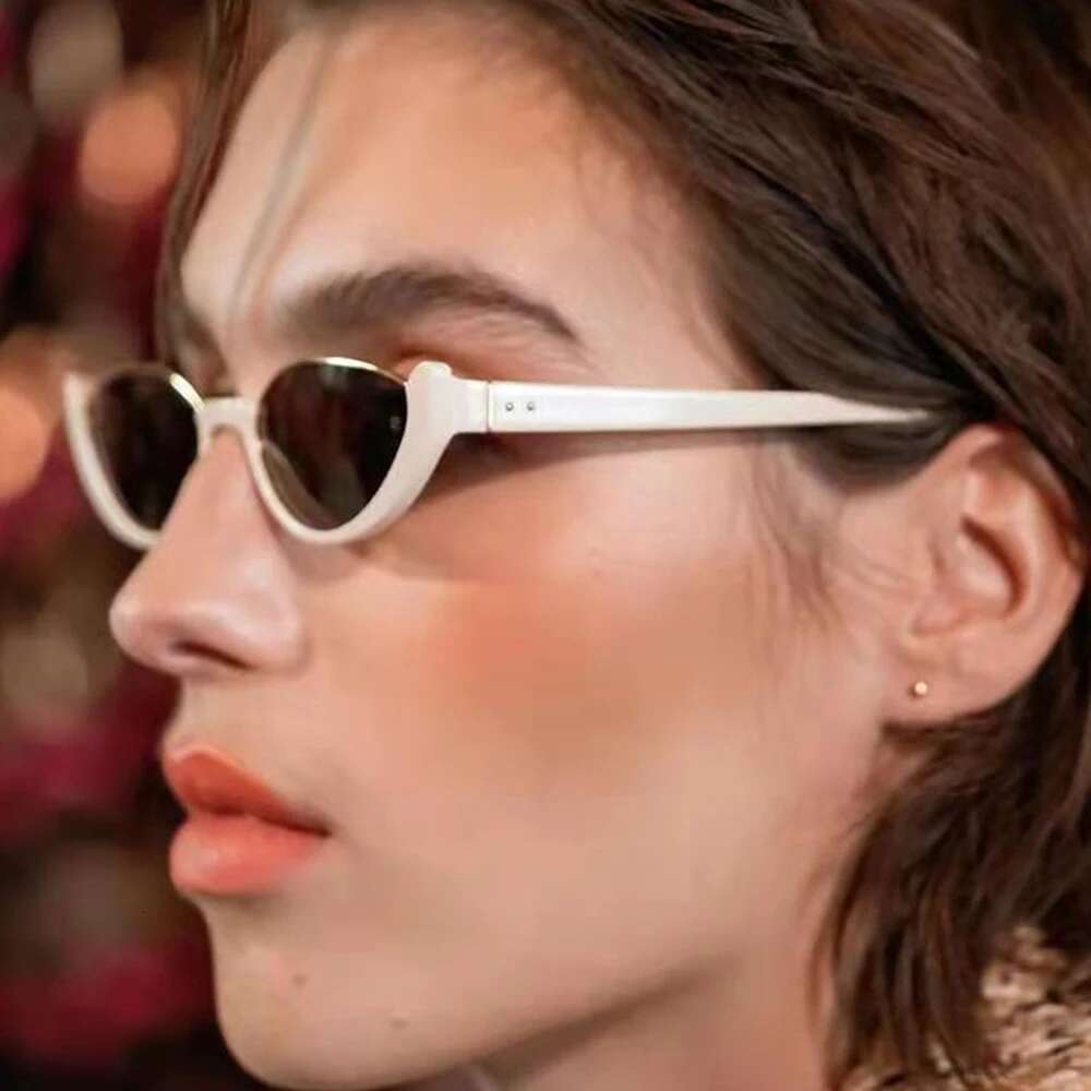 New Small Cat Eye Women Men Trendy Vintage Shades Eyewear Fashion Driving Cycg Sunglasses Half-frame Sun Glasses