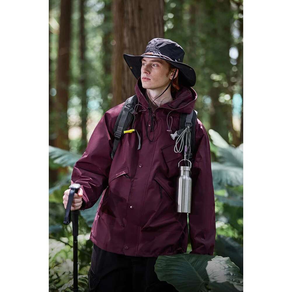 Full Zip Up Hooded Windbreaker Unisex Spring Outdoor Hiking Cargo Jacket