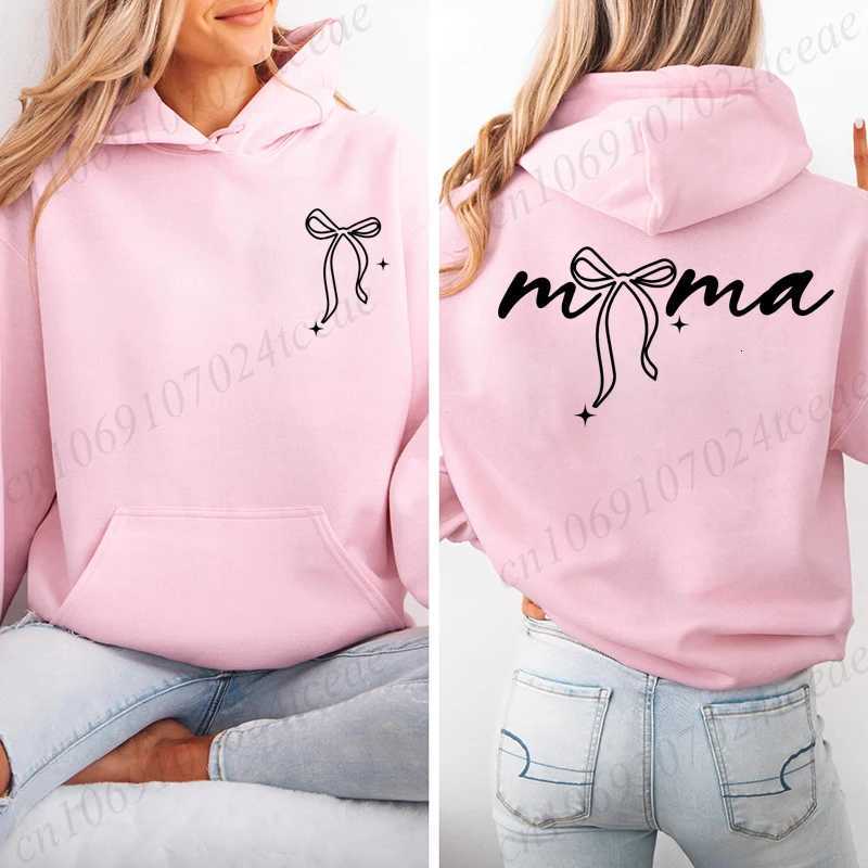 Coquette Bow Mama Print Hoodies for Women Casual Long Sleeve Hooded Sweatshirts Hip Hop Harajuku Hoodie Y2k Tops Mom Life HoodieT251105