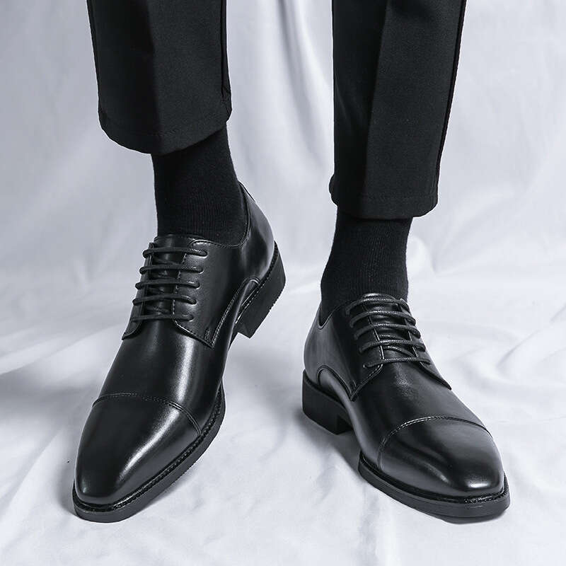 Large 2023 Spring and Autumn Business Dress Leather for Men's 38-48 British Casual Lace up Groom Shoes