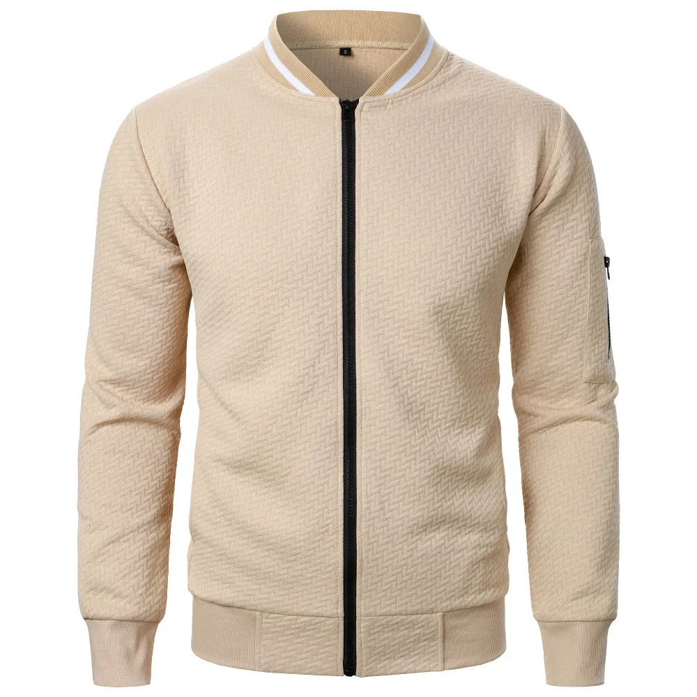 mens zipper vertical collar sports shirt casual jacquard cardigan wool sweater baseball clothing 250324