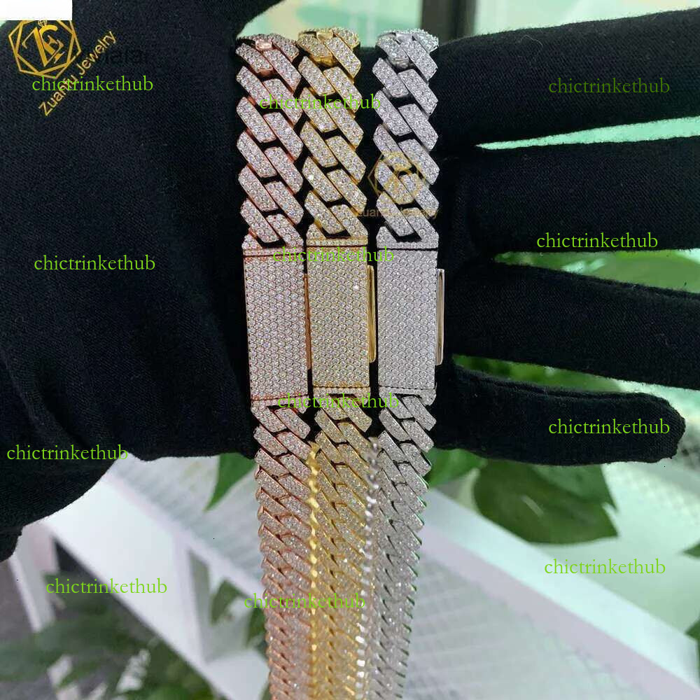 Hip Hop Style Iced Out Jewelry 6mm 8mm 10mm 12mm 14mm 20mm Width Sterg Sier VVS Moissanite Cuban k Chain Bracelet
