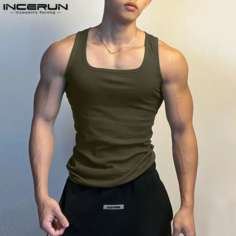Mens vest solid color O-neck sleeveless sports casual mens vest summer street clothing mens clothing S-5XL INCERUN 250402