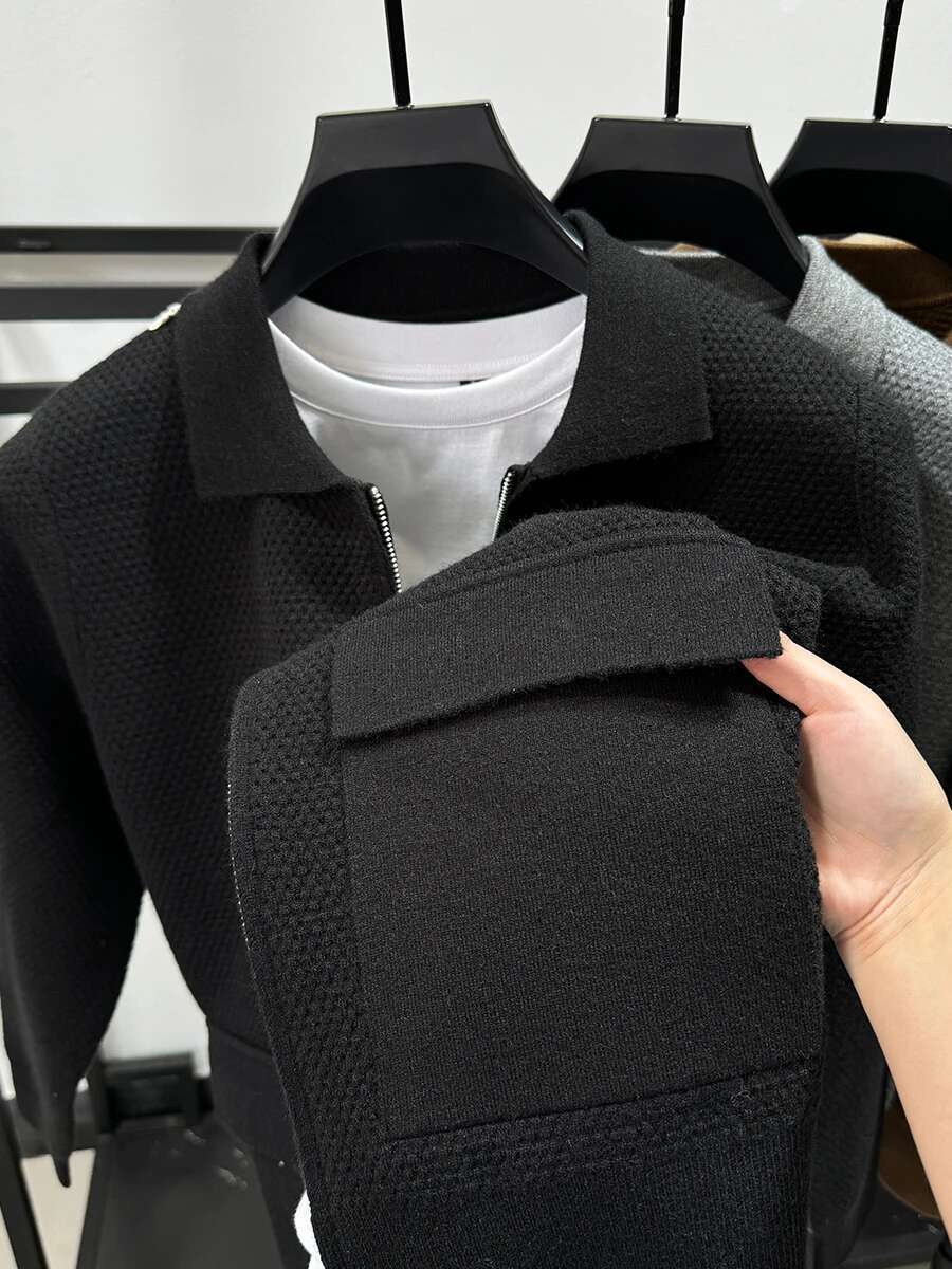 Autumn Winter Cardigan Men Lapel Zipper Sweaters Knitted Solid Color Sweater Coats Casual Jackets Knitwear D478