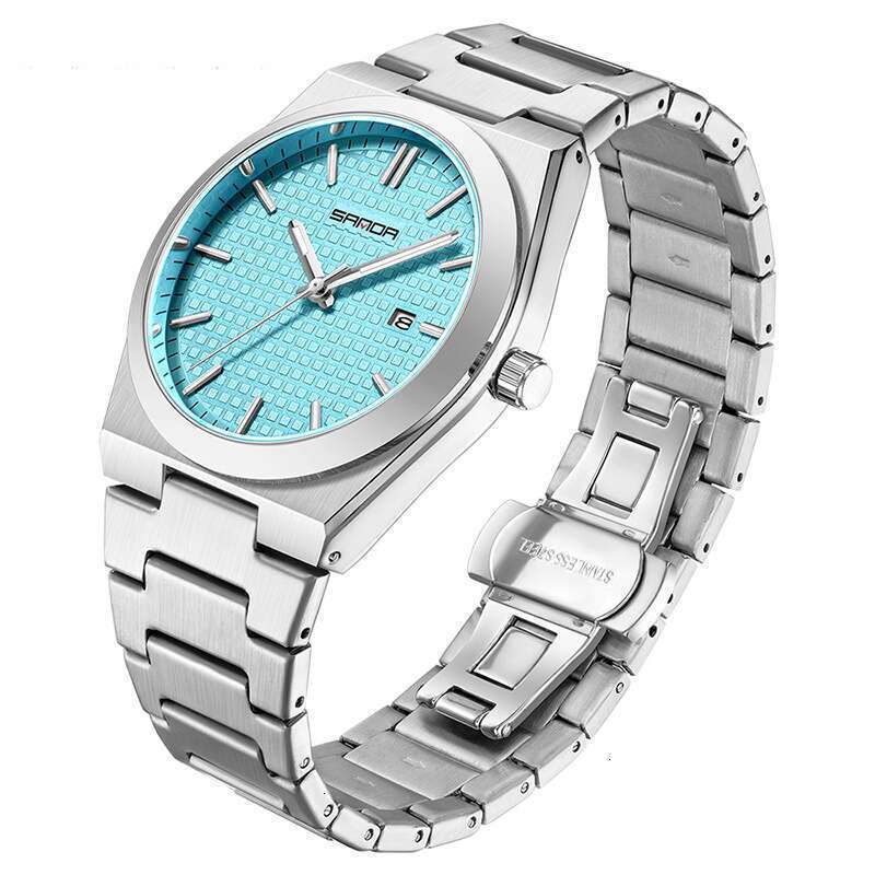 DHwatches Sanda Quartz Simple Three-Hand Single Calendar Wristwatch Business Waterproof Luminous Steel Band Men's Watch