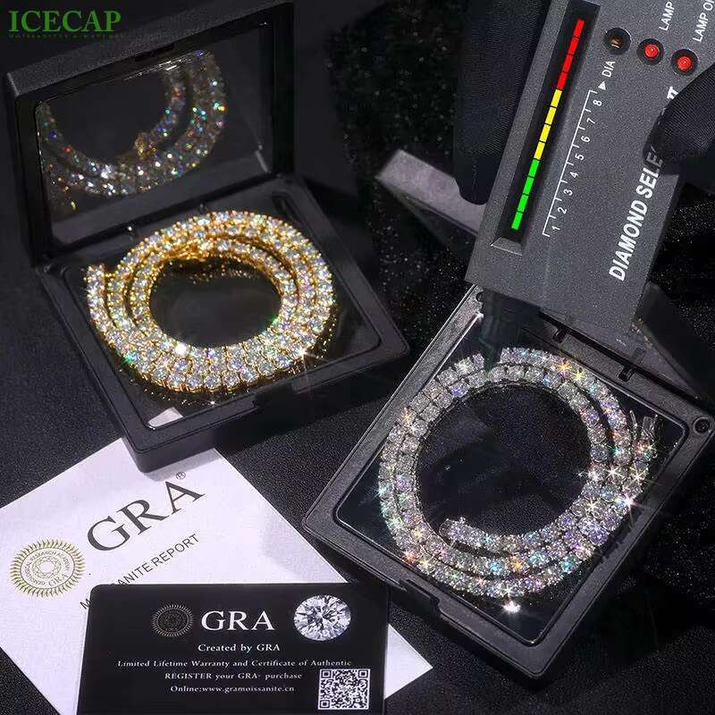 925 Silver VVS Moissanite Diamond 3mm 4mm 5mm 6mm Custom Hip Hop Iced Out Moissanite Tennis Chain Fashion Jewelry Tennis Chain