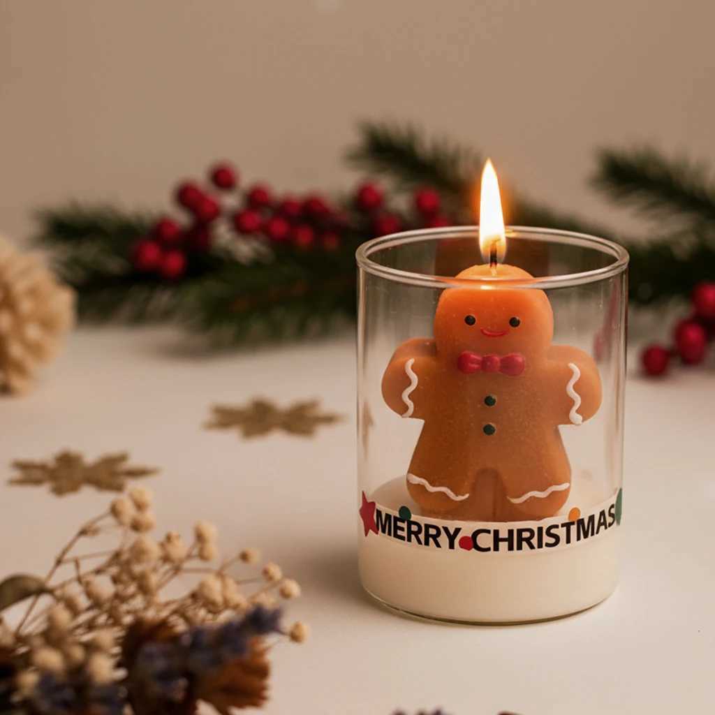 Christmas Scented Candle Glass Cup Soy Wax Santa Tree Snowman Reindeer Gift Home Decoration Holiday Aromatherapy Candle C251105
