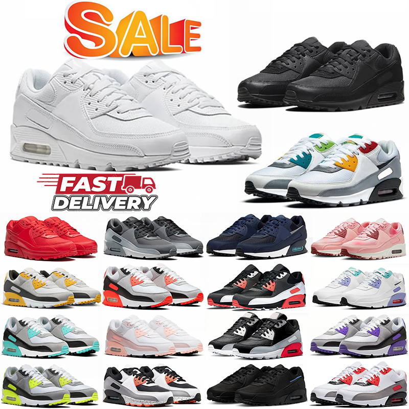 90 designer shoes 90s Mens shoes Running Shoes Triple Black Mesh Leather White Yellow Grey Moss Green Volt Obsidain Desert Camo Wolf Navy sneakers