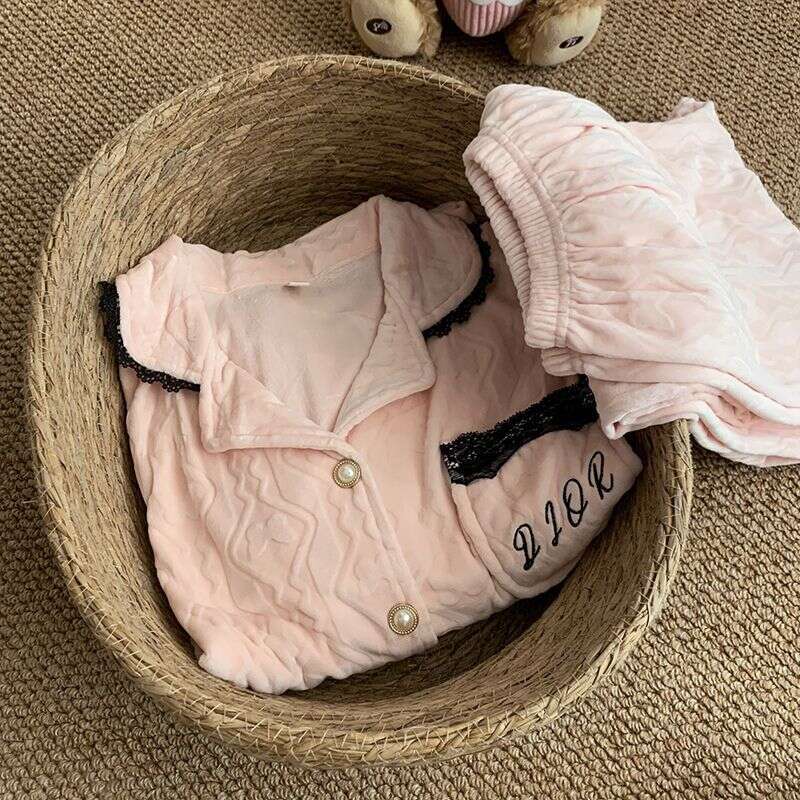Velvet Pajamas Thickened Jacquard Embroidery Pocket Ultra Soft Warm Elegant Pajamas Autumn Winter Designer Luxury Pyjama