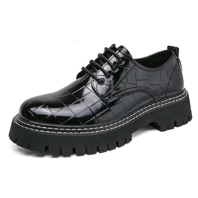 Large Low Top Big Head 2024 Spring and Autumn New Collection Men's Thick Bottom Height Increasing Nightclub Trendy Leather Shoes