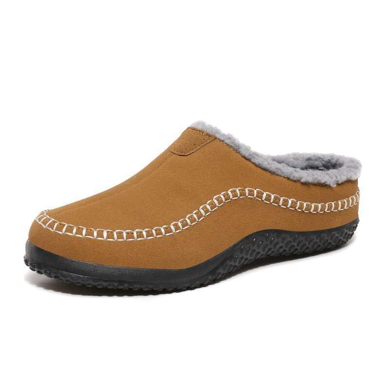 Large size men's with winter fleece, indoor cotton slippers for lazy people, casual toe shoes BY-9