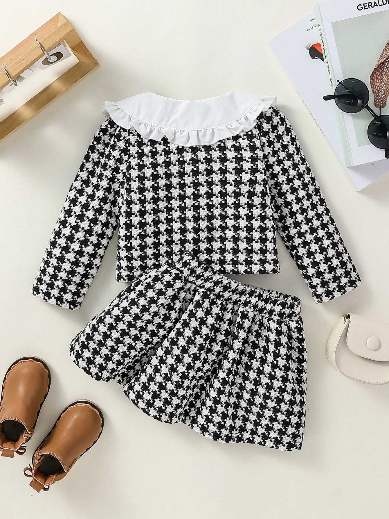 Baby Girls Spring Autumn Clothes Long Sleeve Plaid Jacket and Skirt Fashion Korean Suit Kids Outfits Two Piece Skirt Set 6M-3Y Y251105