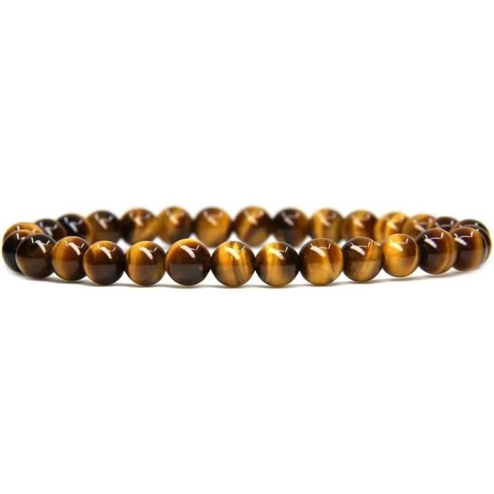 Rich and Fortune Tiger Eye Bracele Handmade Natural Gemstone Elastic Crystal Stone Beads Jewelry Gifts for Women Men C251105