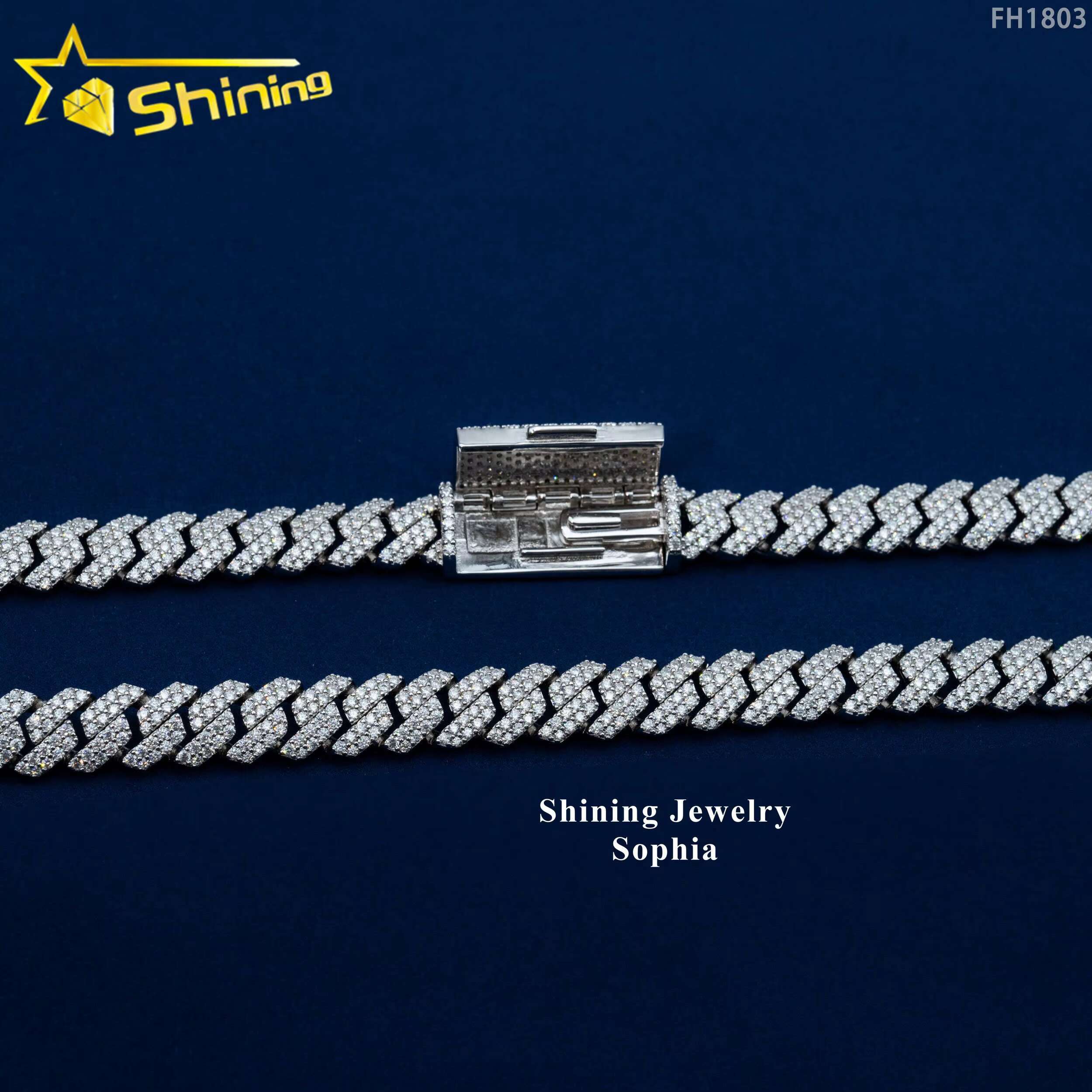 Wholesale Factory China Hip Hop Jewelry Necklace 925 Sterling Silver Micro Pave Zirconia Diamond Cz Cuban Link Chain