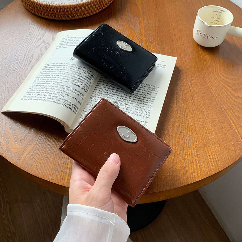 Envelope ~ Wrinkled Texture Women's Foldable Zipper Leather Money Clip Wallet Simple