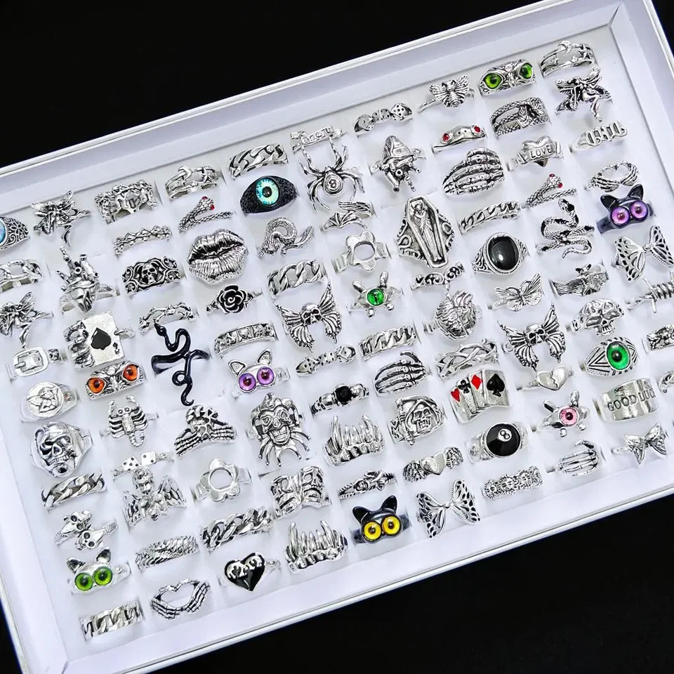 20Pieces Vintage Punk Skull Snake Rings Set For Women Men Mix Style Gothic Animal Spider Party Jewelry 251031