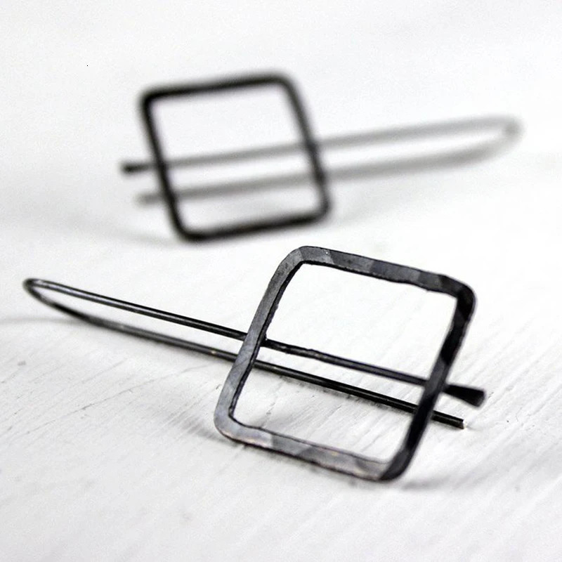 1 pair of retro ethnic style square straight hanging earrings with simple n silver long hook suitable for womens party jewelry gifts 250326